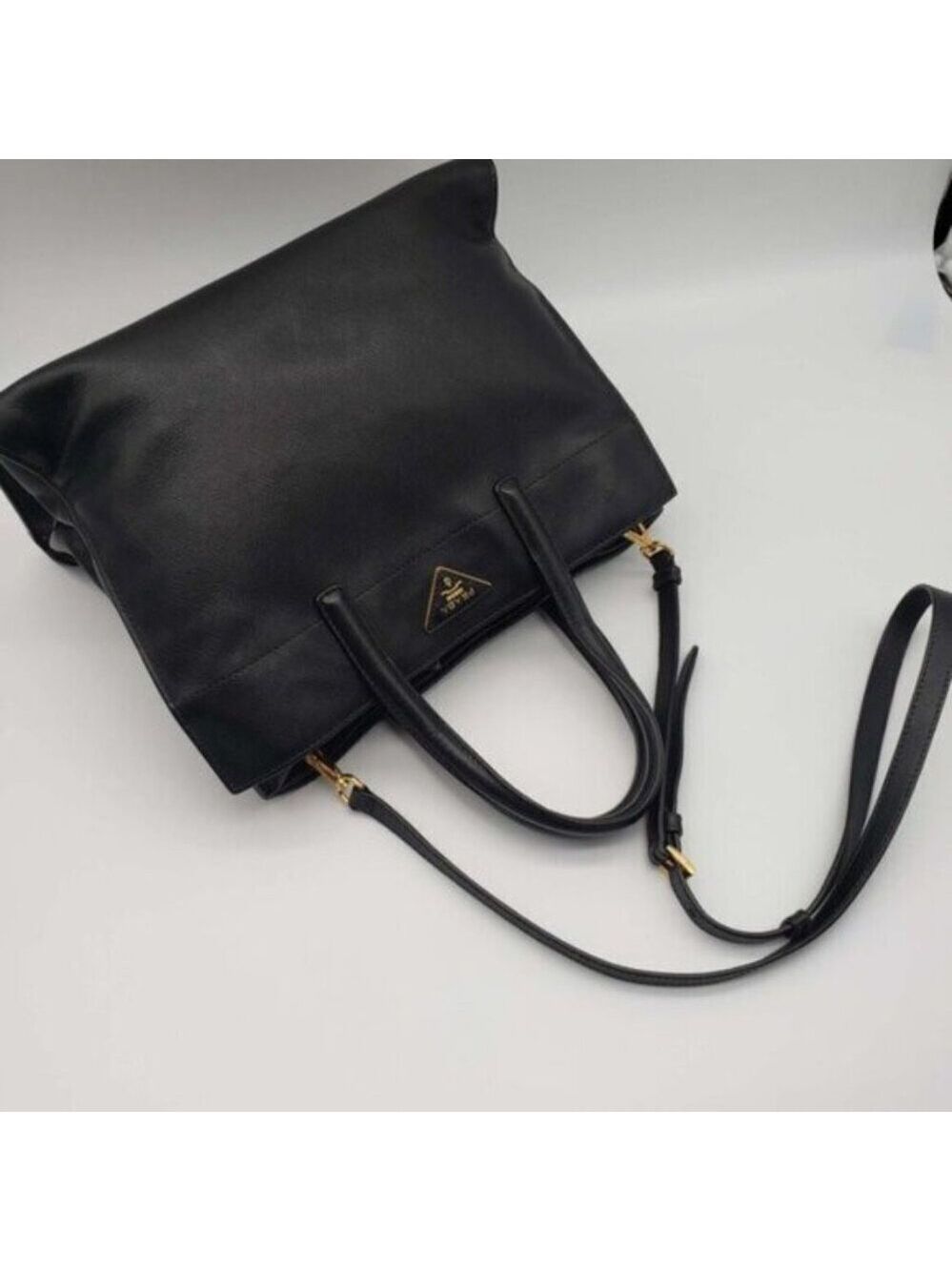 Prada Saffiano Triple Pocket Nero Black Shoulder Bag - Picture 6 of 16